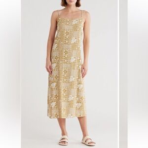 Billabong Yellow Patchwork Floral Midi Slip Dress